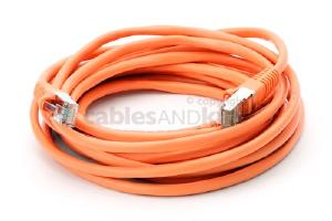 CAT5e Shielded Ethernet Patch Cable, Snagless, 15 Foot, Orange